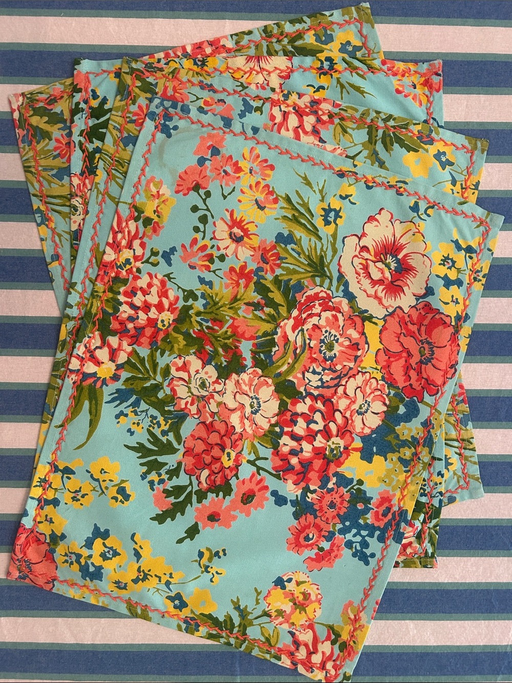 April Cornell floral fabric placemats NWOT